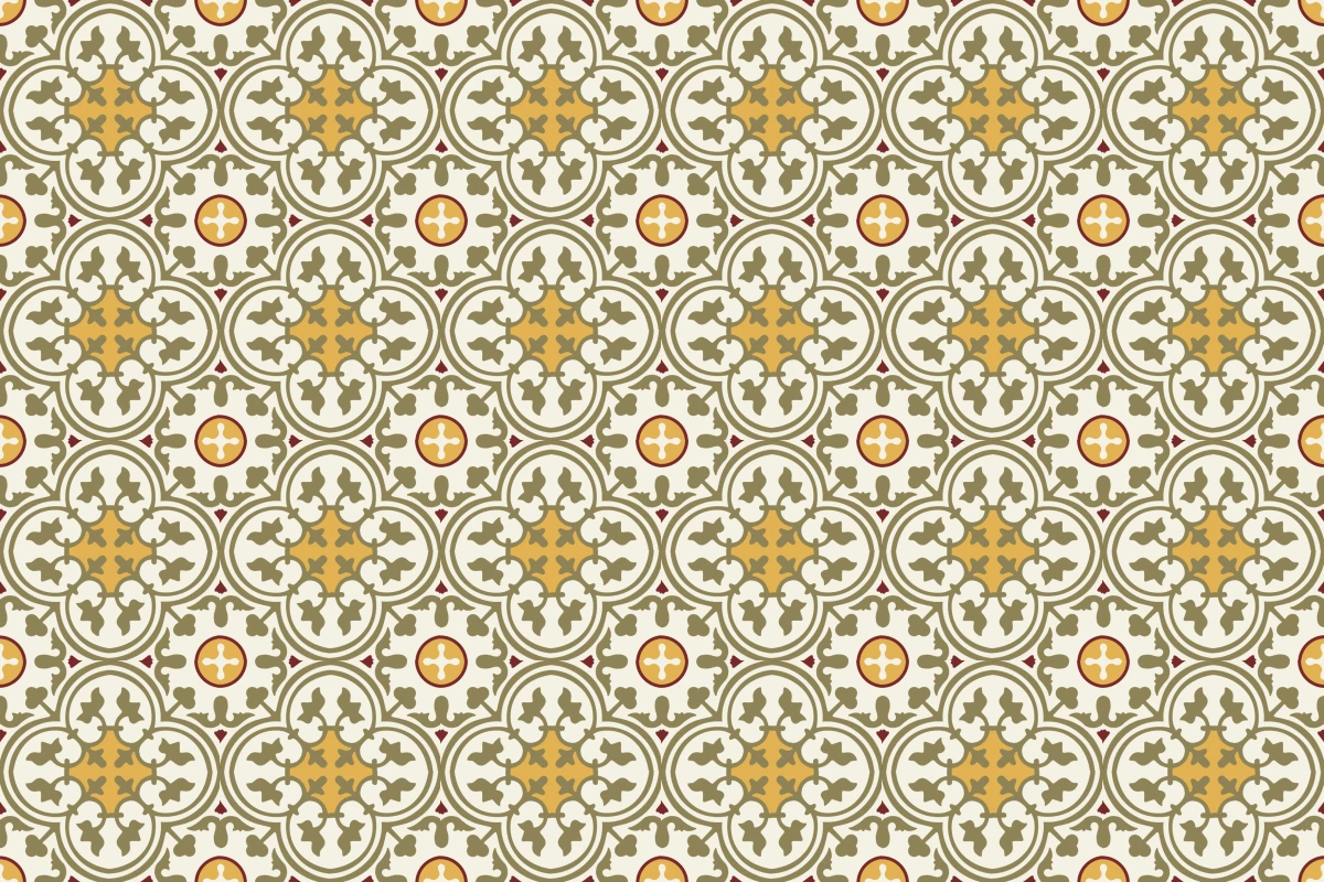 Complete repeated pattern for Marsella II handcrafted cement tile