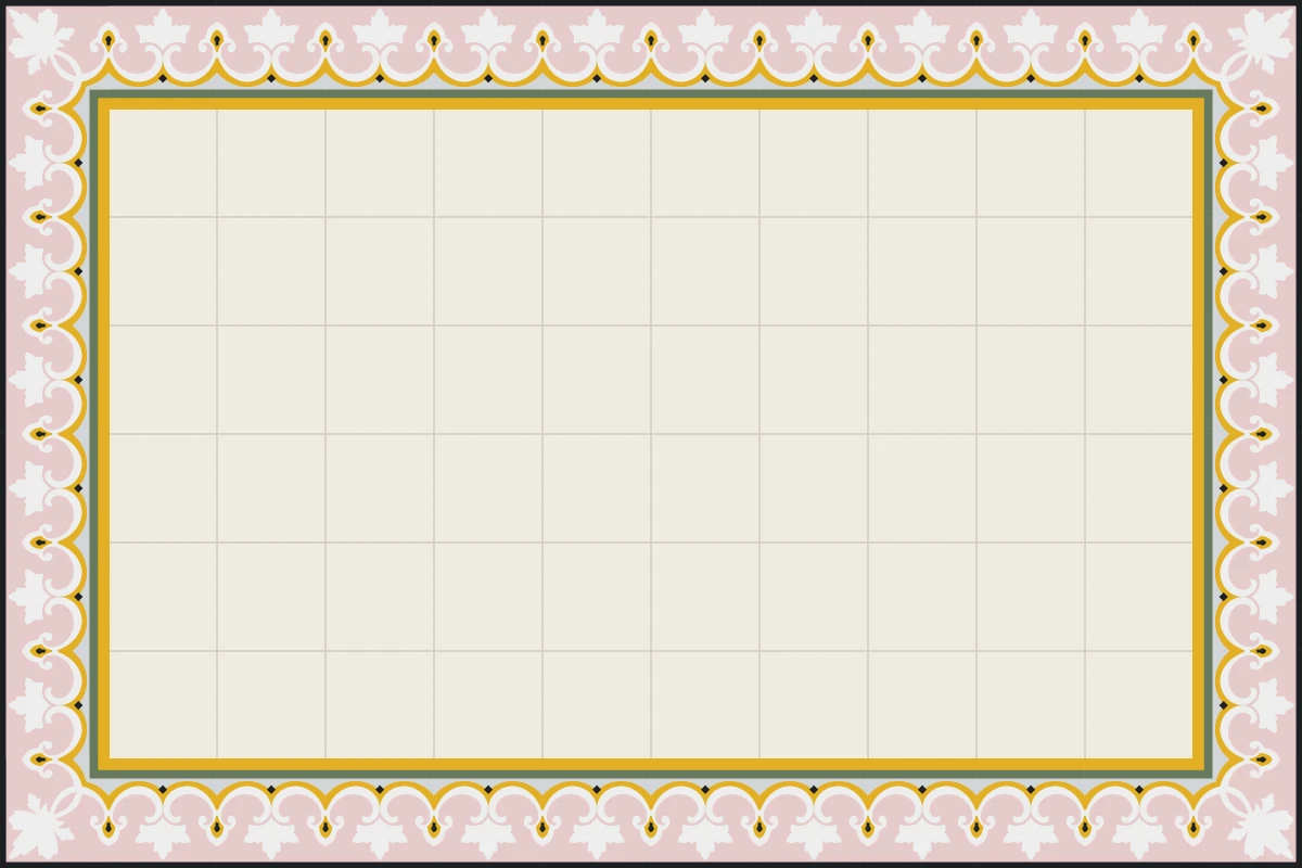 Complete repeated pattern for Martinica Cenefa handcrafted cement tile