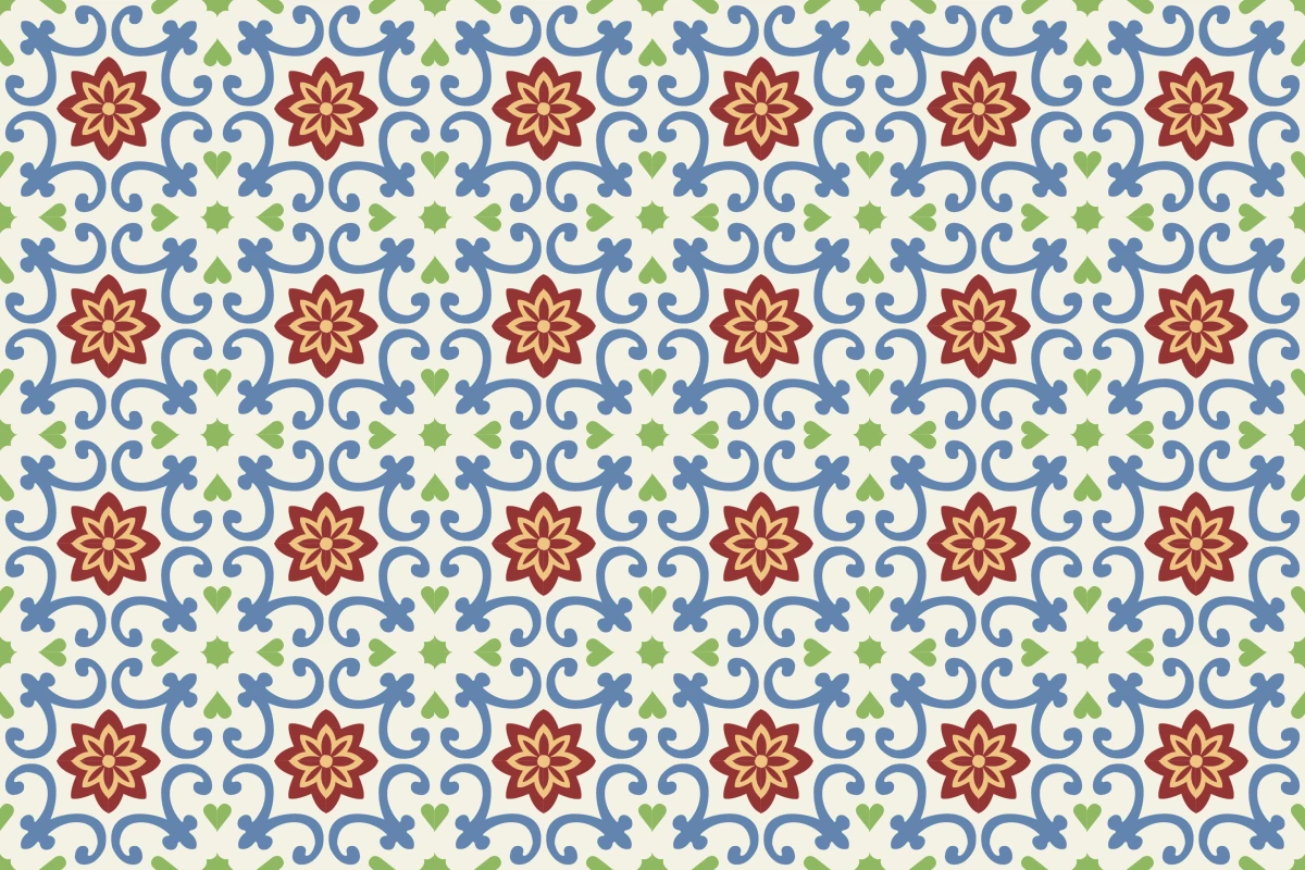Patrón completo repetido del mosaico artesanal Primavera