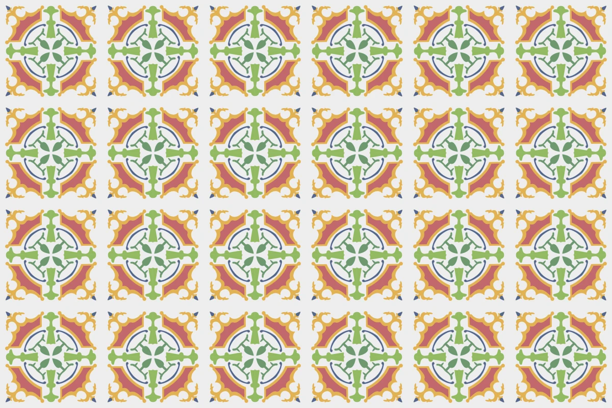 Complete repeated pattern for Queen handcrafted cement tile