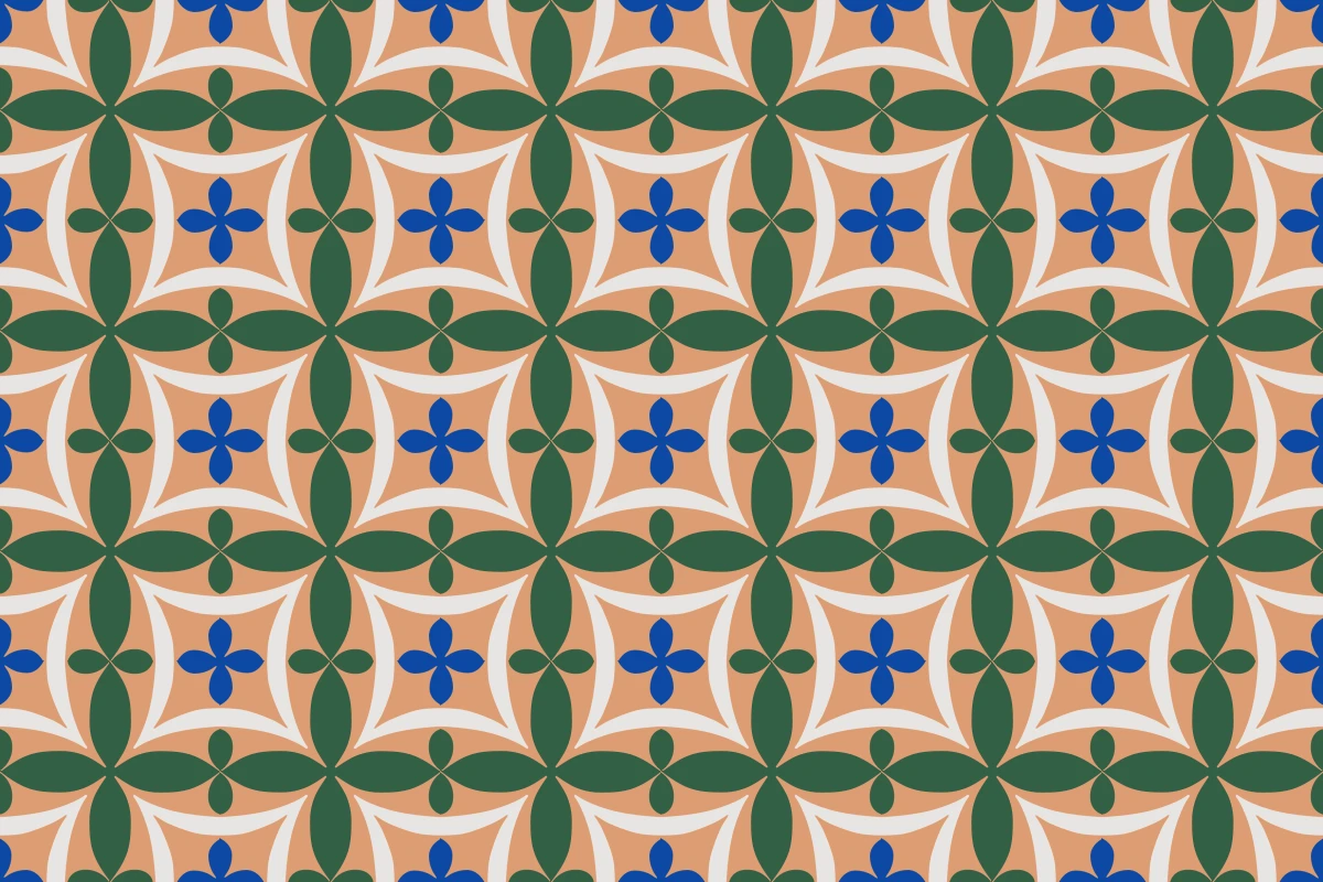 Complete repeated pattern for Trebol handcrafted cement tile