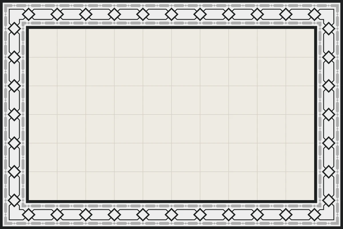 Complete repeated pattern for Vinculum Cenefa handcrafted cement tile