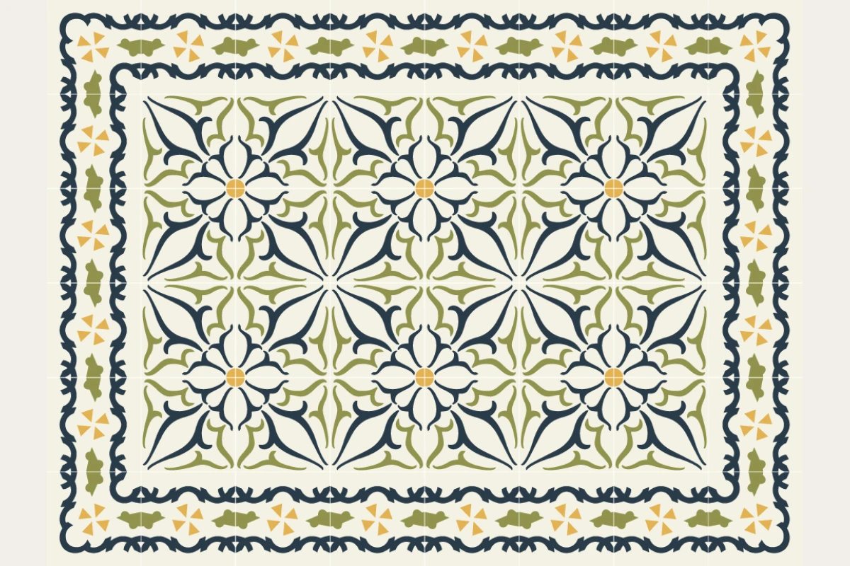 Complete cement tile rug pattern TAPETE COTTON