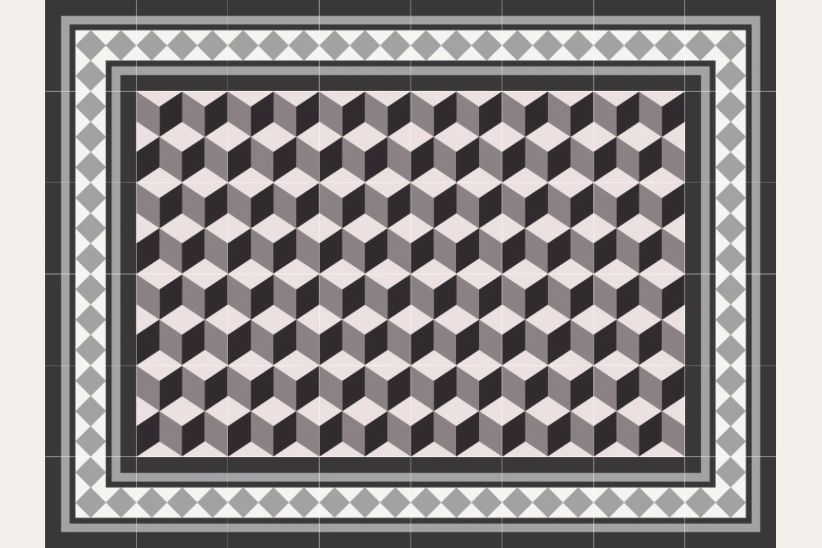 Complete cement tile rug pattern TAPETE DZUNUNCÁN