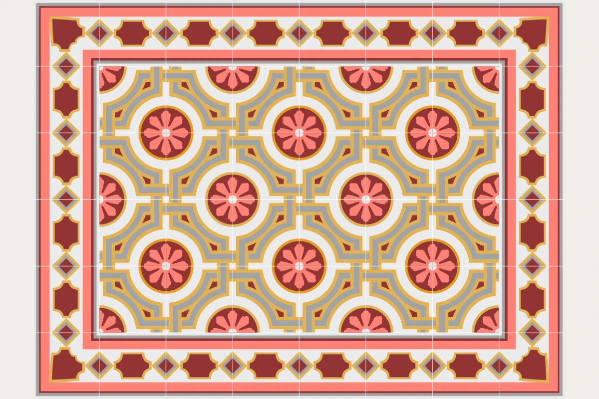 Complete cement tile rug pattern TAPETE ESTAMBUL II