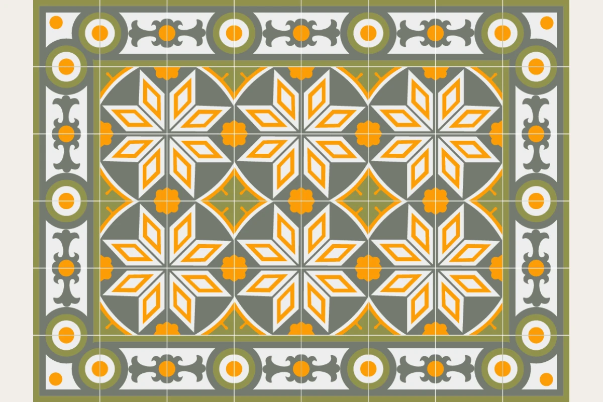Complete cement tile rug pattern TAPETE GAELIA