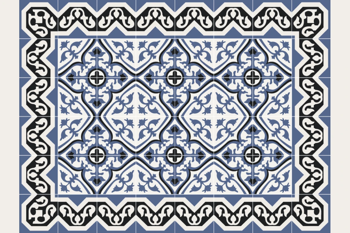 Complete cement tile rug pattern TAPETE GALOS