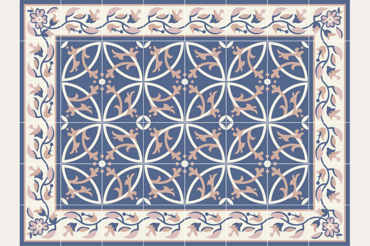 Complete cement tile rug pattern TAPETE HAARLEM