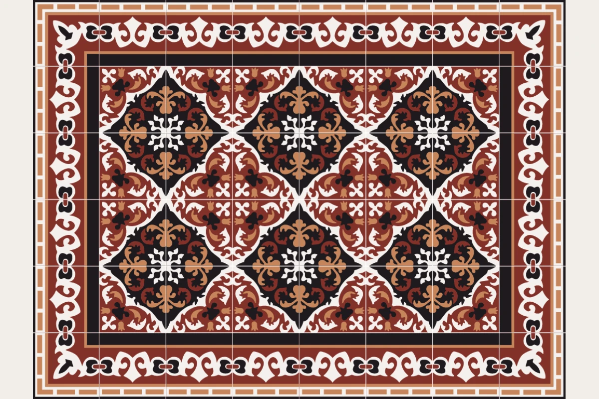 Complete cement tile rug pattern TAPETE IMPERIAL I