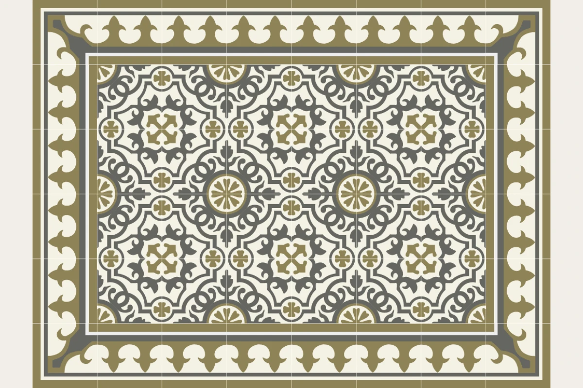 Complete cement tile rug pattern TAPETE KABUL