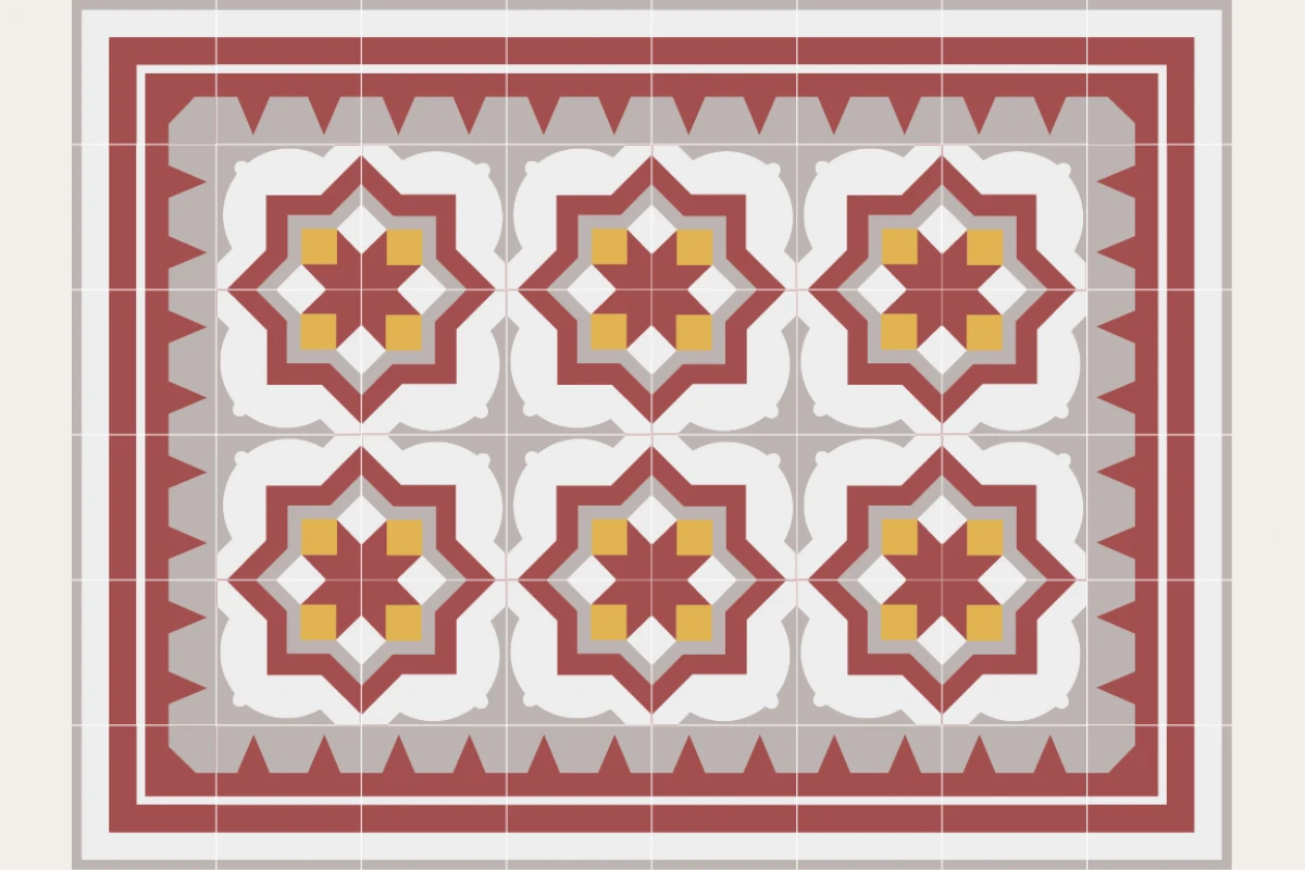 Complete cement tile rug pattern TAPETE MAYA