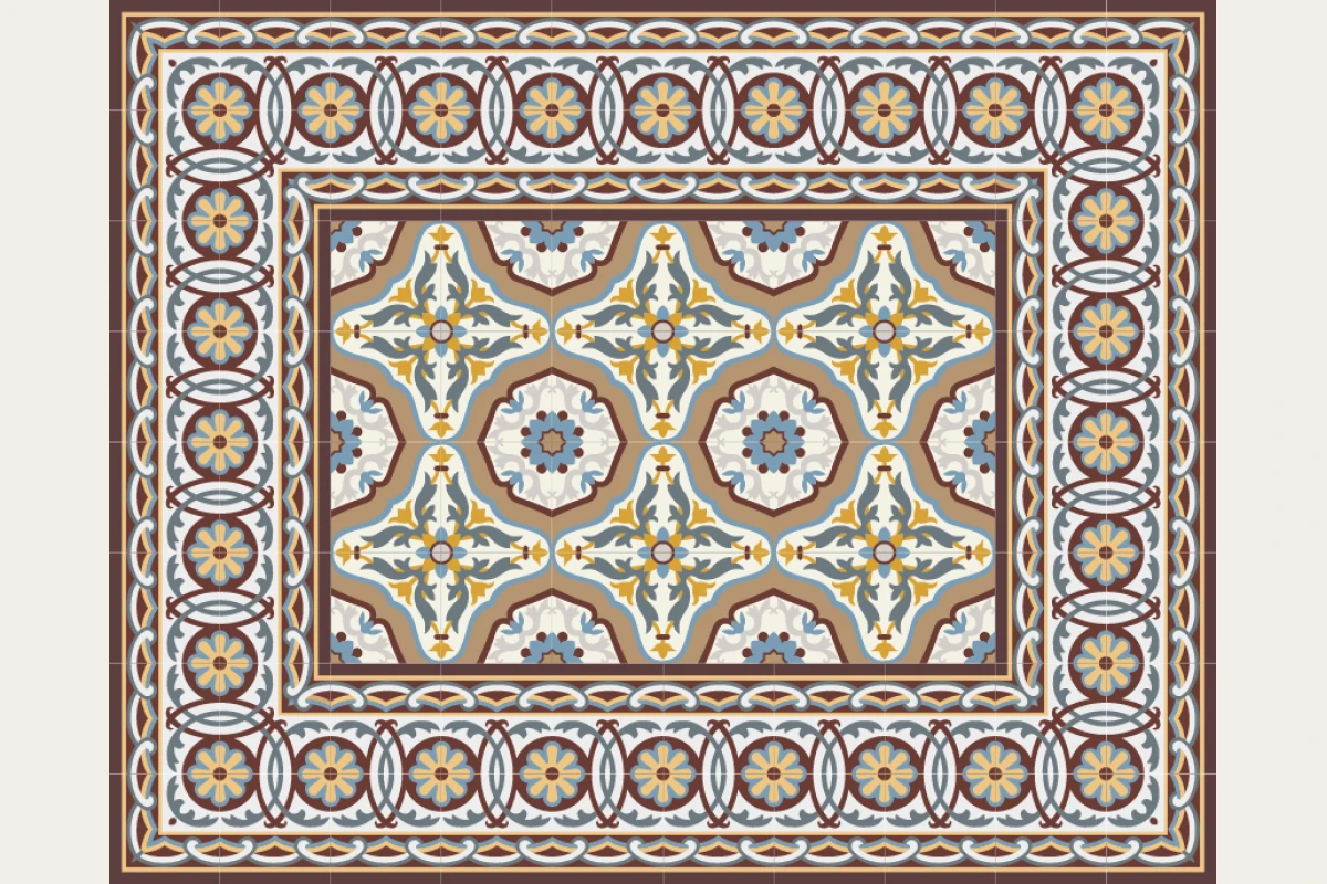 Complete cement tile rug pattern TAPETE MÓNACO