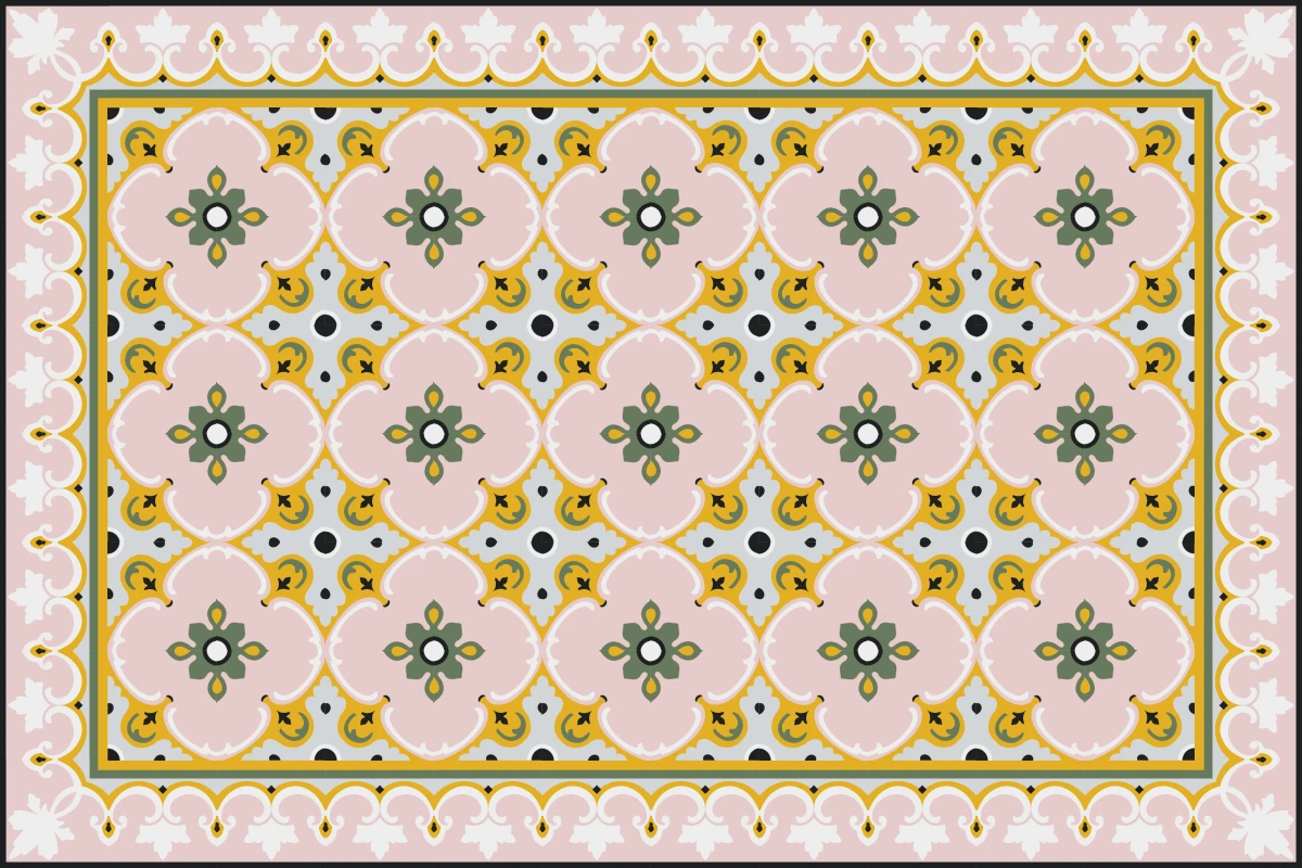Complete cement tile rug pattern TAPETE PLUMERIA